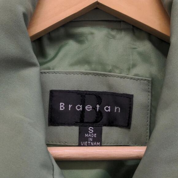 Braetan green button down trench coat size Small - Picture 4 of 5